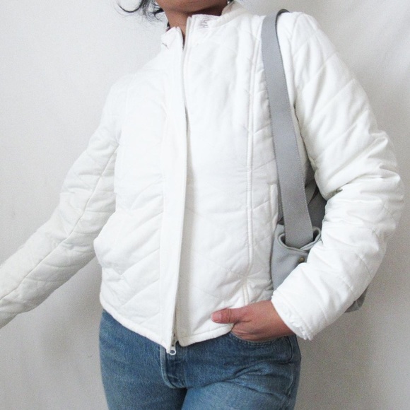 RARE VINTAGE Harley Davidson Quilted Jacket in White Ribbon Corset Detail Y2K-L - Picture 2 of 8